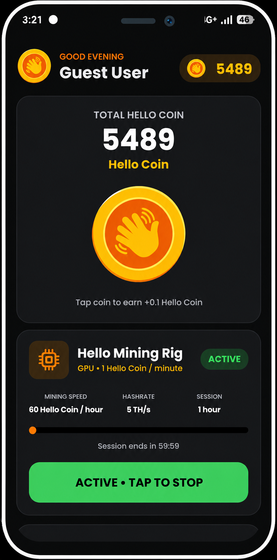 Hello Coin App Screenshot